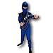 Rubber Johnnies Costume de Ninja Bleu Fluo pour Enfant, 3 Tailles, 6-8 Ans