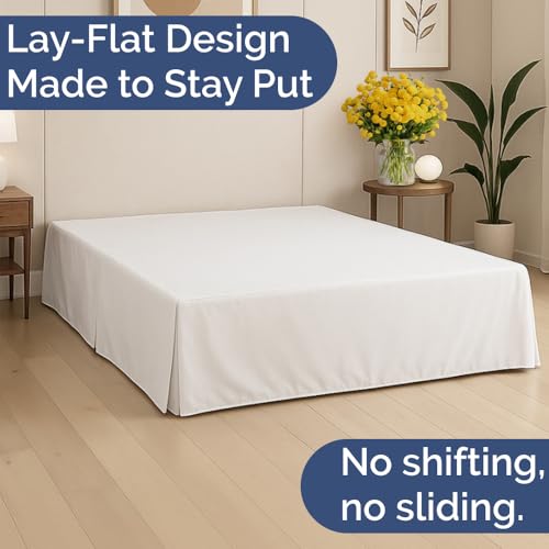 Pleated Bed Skirt Full Size - 3 Sided Pleated Bed Skirt Full - Ultra-Soft, Easy Fit with 12 Inch Tailored Drop - Hotel Quality, Wrinkle Free & Fade Resistant - for Women, Men, Kids and Teens - White