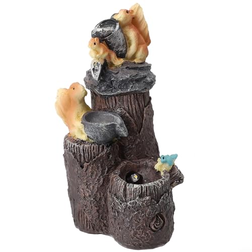 Eawfgtuw Home Hut - Adorno de jardín de ardilla solar, escultura de resina animal, con luces LED (ardilla-solar)