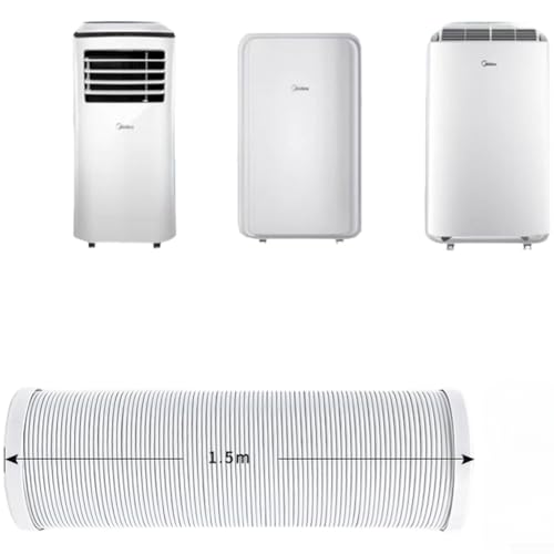 Minhe Abluftschlauch für tragbare Midea-Klimaanlagen mit erweiterbarem Design, verstärktem Stahldraht und hochtemperaturbeständigem PVC-Material (15 cm, 1,5 m)