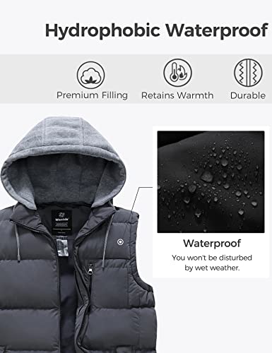 Wantdo Men's Thick Puffer Vest Winter Coat Insulated Puffy Jackets Dark Gray M #TOP4