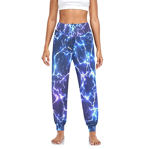 Amazon.com: JHKKU Women's Blue Electric Lightning Yoga Pants