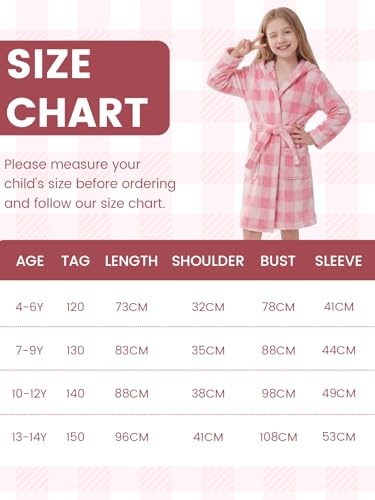 JiAmy Kapuzen Bademantel für Mädchen Flauschiger Fleece Plüsch Langer Schlafmantel Kinder