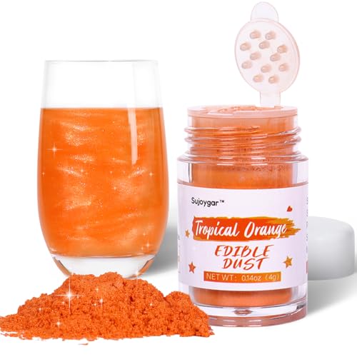 Orange Luster Dust Edible, 4g Edible Glitter for Drinks, Sujoygar