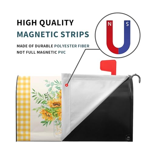 Image of Spring Summer Sunflowers Large Mailbox Covers Magnetic Oversized 25.5X21 Inch Yellow Floral Flower Decorative Mailbox Cover Wraps Post Letter Box Decor for Home Garden Yard Outdoor Decoration