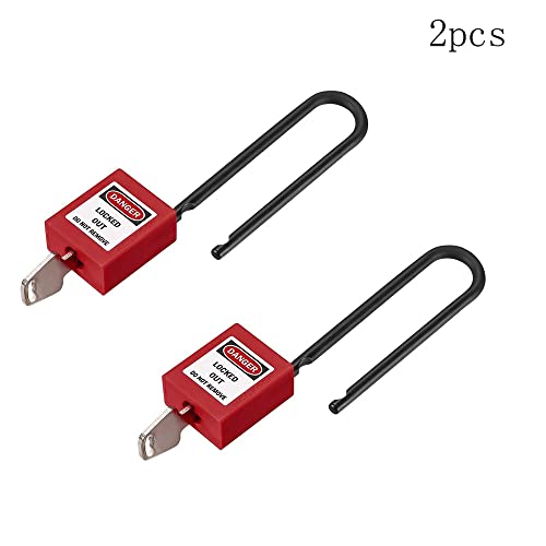 Image of 6mm Lockout Tagout Locks Safety Padlock Loto Locks Keyed Differently PA Lock Out Tag Out Steel Shackle Small Luggage Padlocks Red 2PCS