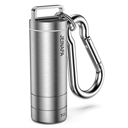 JEINAPA Porta-comprimidos pequeno de titânio, à prova d'água, mini estojo portátil de comprimidos d