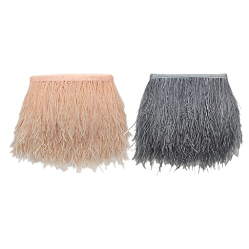 non-brand 1Yard Natural Ostrich Feather Trim Fringe Ribbon para La Decoración De...