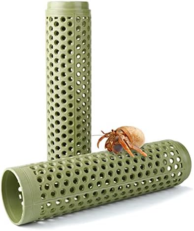 CheeFun 寄居蟹攀岩玩具:2 件攀岩隧道爬行动物用品藏身处 | 鱼缸装饰寄居蟹蜘蛛壁虎变色龙虾章鱼