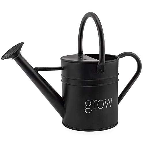 Auldhome Farmhouse Enamel Watering Can (Black); Rustic Metal Watering Pitcher For Home Decor And Gardening #TOP21