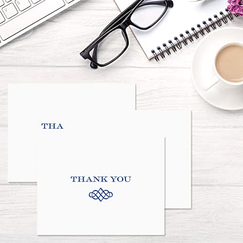 Image of Fine Stationery White and Navy Thank You Note Cards Set of 24, Envelopes Included, 4.25 inch x 5.5 inch