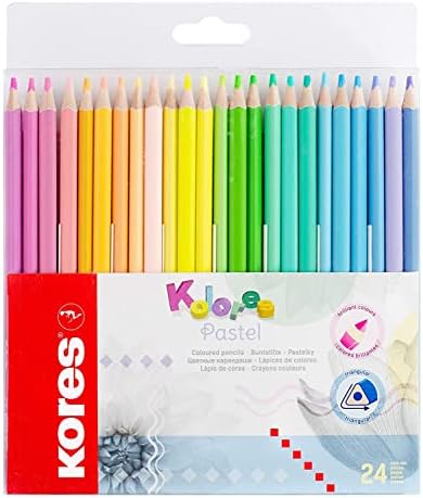 Kores - Kolores Pastel: 24 Coloured Pencils for Kids, Beginners and Adults, Pastel Shades for White, Dark and Craft Paper, School Supplies, Set of 24 Assorted Colours