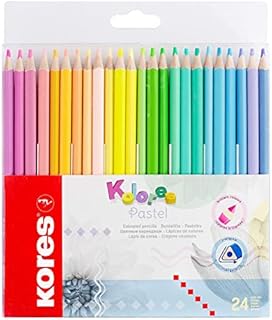 Kores - Kolores Pastel: 24 Coloured Pencils for Kids, Beginners and Adults, Pastel Shades for White, Dark and Craft Paper, School Supplies, Set of 24 Assorted Colours