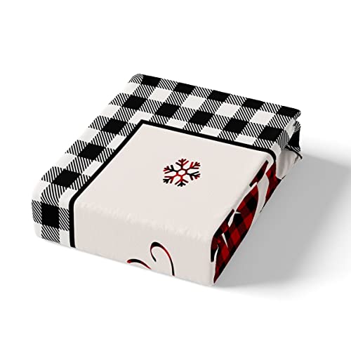 Grid Geometric Patchwork Kids Duvet Cover Set King Size,Snow Bells Christmas Bedding Set,Girls Boys Adults Room/Xmas Decor,New Year Holiday Comforter Cover,Rustic Vintage Quilt Cover,2 Pillowcases #TOP3