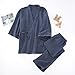 TianGiKi Men Pajama Set Short Sleeve Shirt and Long Pants Fashion Japanese Style Two Piece Outfits Kimono Bathrobe Sleepwear Dark Gray