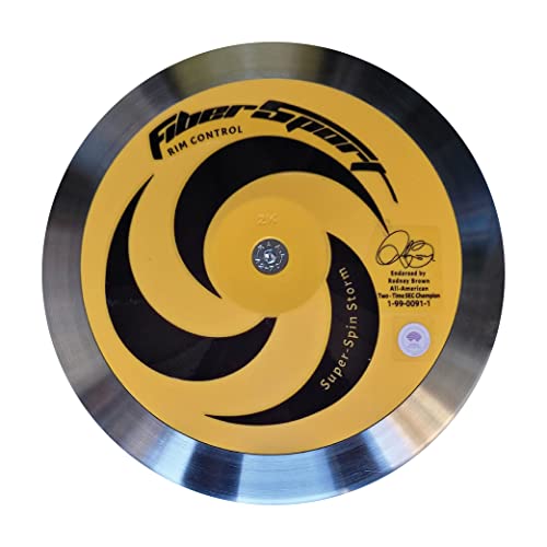 FiberSport Discus, 1.6 Kg Discus, Storm High-Spin Discus 85% Steel Rim