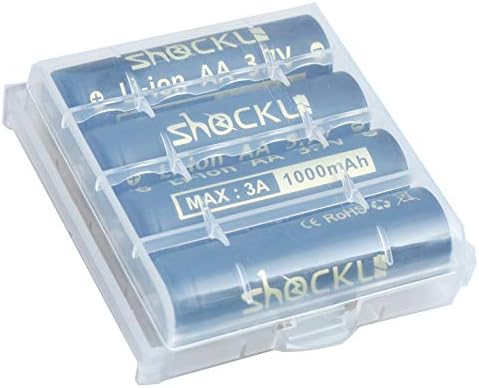 Shockli AA Size Lithium/Li-ion Rechargeable Batteries Button top unprotected (Battery Size: Diameter: 14mm, Height: 50mm)-4 pack-Ideal for Lumintop Tool AA, NICRON N7, ThruNite Archer