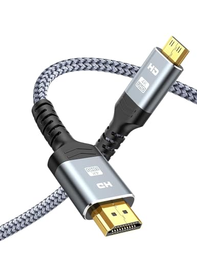 Mini HDMI to HDMI Cable 1M, Snowkids Mini HDMI to HDMI 2.0 Cord(4K 60Hz,2K 165Hz) Bi-Directional Mini HDMI Male, Nylon Braided, 18 Gbps, Support 3D/ARC/HDR/4K/Audio Return