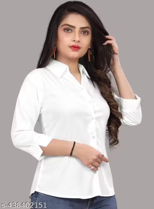 Image of Women's Cotton Blend Solid Shirt - Stylish Collar Neck-Purple-G1 P7