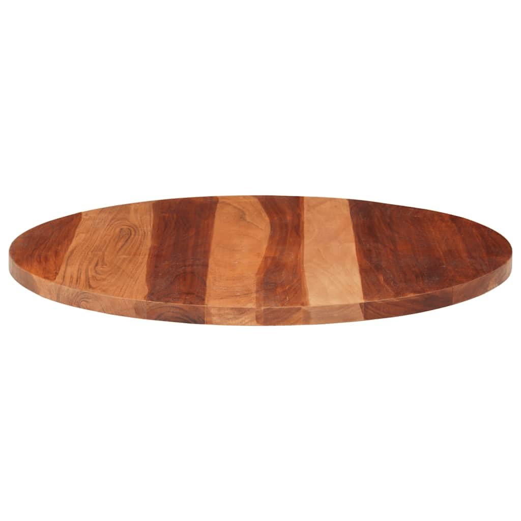 Piano per Tavolo Rotondo in Legno Massello di Acacia 70 cm | Ideale per personalizzare tavoli in soggiorno o bar. Ripiano rustico con venature uniche e spessore di 25-27 mm.