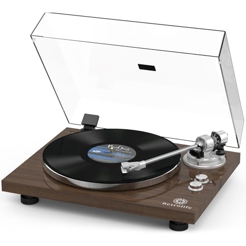Image of Turntable Record Player Wireless Output Vinyl Players Aluminium Platter Carbon Fiber Tonearm Belt-Drive LP 33 45 RPM Phono Audio AT-3600L MM Cartridge RCA Line Anti-Skate Pitch Control Coffee