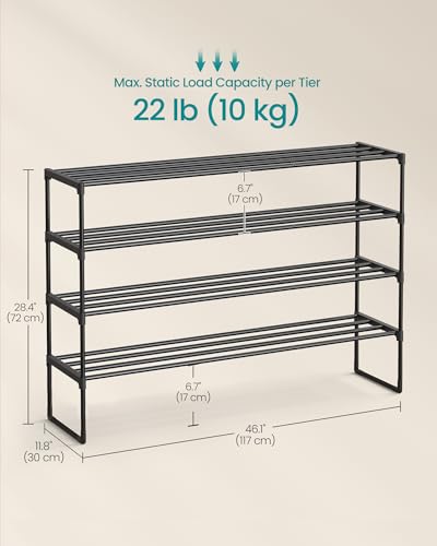 Image of SONGMICS Shoe Rack, 4-Tier Shoe Organizer, Metal Storage Shelf