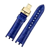 TLCBAZCF Cinturino compatibile con Versace V-RACECHRONO serie GMT doppio concavo convesso interfaccia cinturino in pelle da uomo 24 mm(Royal blue gold)