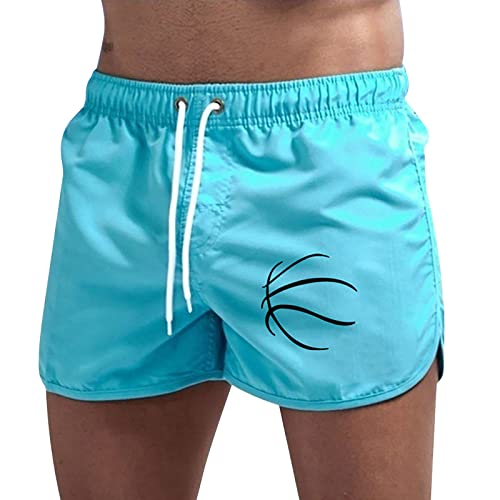 Bañador L Splicing Bañador y Pantalones cortos de playa para hombre en primavera y verano, azul claro, M