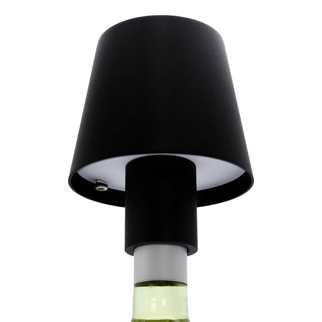 SECURIT - LED Bottle Lamp Paris - Variable Lighting - Wireless - USB Rechargeable Magnetic - Indoor/Outdoor - for Bar, Cafe, Restaurant, Hotel - 13 x 8 x 8 cm - Black — image 1