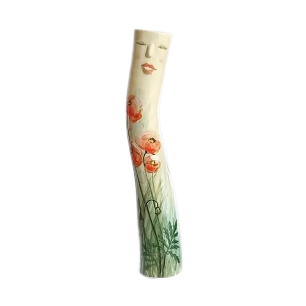 CTRLZS Girls Face Vase Ornament Flower Pot Vase Artificial Plants Holder for Home Decoration B