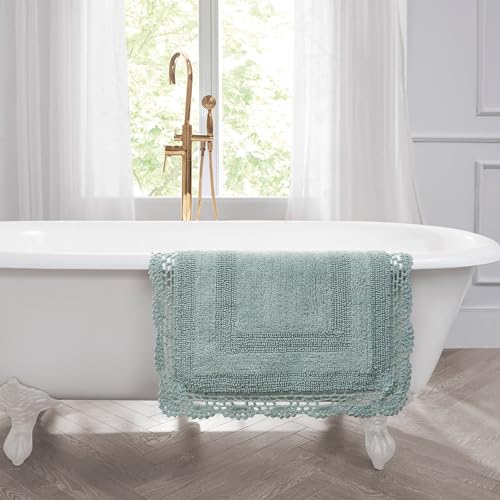 Tapis de bain coton crocheté Laura Ashley rectangulaire