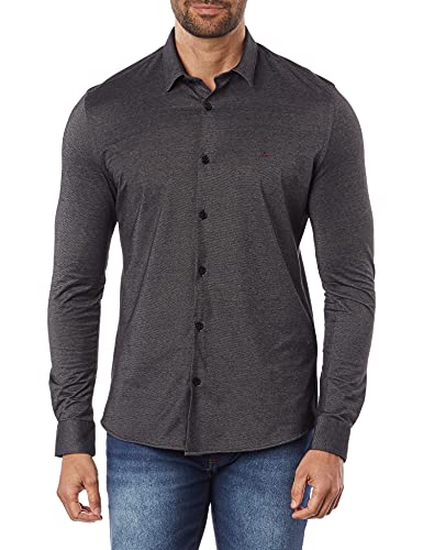 Camisa manga longa malha denim, Aramis, Masculino, Preto
