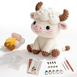 Morcolplus Skyward Bull Crochet Kit for Beginners, Amigurumi Bull Crochet Starter Kit with Step-by-Step Video Tutorials, DIY Yarn Craft Crochet Animal Kit, Cute Creative Gift