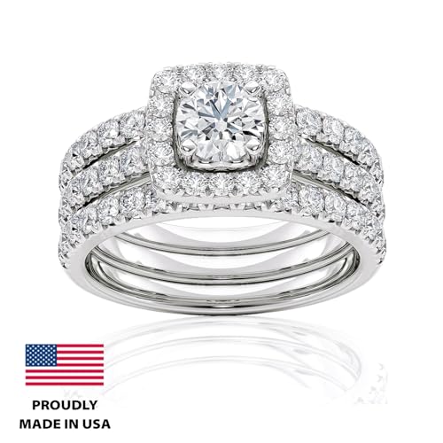 2 Carat Diamond Engagement Ring - 14 Karat Gold Ring for Women Diamond Anniversary Promise Band Size 4 to 11 Made in USA3