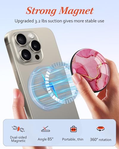 Image of Magnetic Phone Grip, Cute Finger Grip Phone Stand, Marble