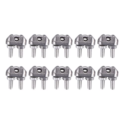 304 Stainless Steel Turnbuckle M6 Wire Rope Tension Tensioner Strainer and M3 Wire Rope Clips, 1/8 Inch Cable Railing Kit for Wood Post Clamps miniatura 5