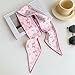 Deokke Head Hair Scarf Neck Silk Feeling Scarves Long Thin Satin Fashion Handbag Cute Decoration Women Girls 59 * 6.7''-Pink Bowknot