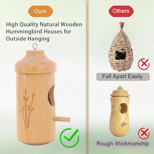 image for OROGHT Hummingbird House - Natural Wooden Hummingbird Nesting Houses f
