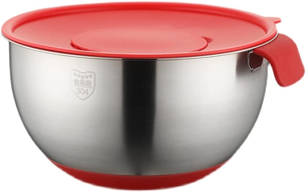 CSCDD Stainless Steel Mixing Bowls With lid Handle Non-Slip Silicone Base DIY Cake Baking Mixer Bowl Salad Grater Kitchen Cooking Tool(5L) CSCDD Stainless Steel Mixing Bowls With lid Handle Non-Slip Silicone Base DIY Cake Baking Mixer Bowl Salad Grater Kitchen Cooking Tool(5L)