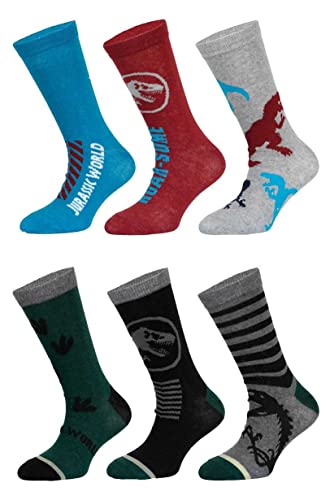 Jurassic Park - Calcetines infantiles (6 pares), multicolor, 23-26