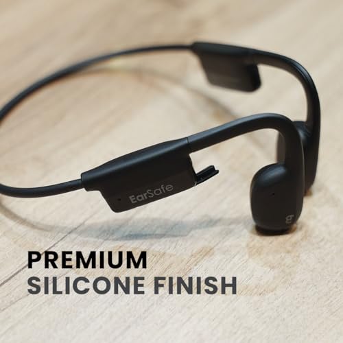 Image of ng Earsafe Pro Mini Bone Conduction Headphone, Bluetooth Wireless Open Ear Design, IPX6 Waterproof V5.3 Headphone for Sport & Cycling & Workout, 10min Fast Charge, 9h Playtime, Lightweight (Black)