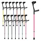Ossenberg Soft Grip Open Cuff Crutch - Pink - Single | Height Adjustable Elbow Walking Crutch for Men Women Adults Arthritic Mobility Comfy Handle Forearm Ergonomic Injury Recovery Rehab