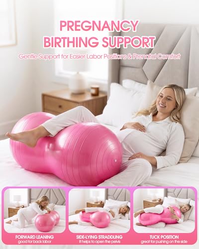 Image of Premium Peanut Ball - 100x50cm Anti-Burst Exercise Ball for Physical Therapy, Pregnancy Labor & Home Fitness Sensory| Non-Slip Design | Quick-Inflate Pump Included