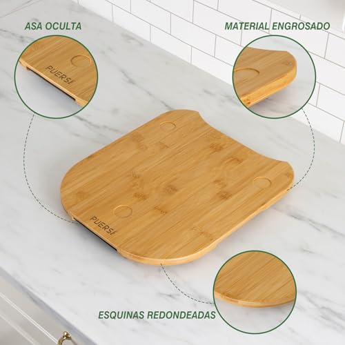 Miniatura 5 de Puersi Tabla Deslizante Para Thermomix Tm6 Tm5, 2 Generación, Base Para Thermomix Con Ruedas, Soporte Para Bimby Bambú