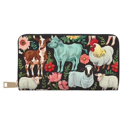 Farm Animal Printed Long Wallet for Women Men Cute Coin Purse with Card Holder