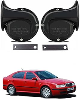 AYW Universal Windtone Jalwa Horn (2 and 4 wheelers), Black color, Heavy plastic body, Set of 2, 12V voltage For Octavia Universal For All Models