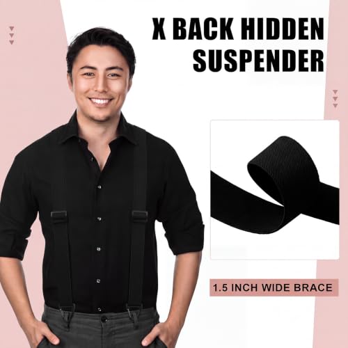 Image of Janmercy 2 Pcs X Back Hidden Suspenders for Men