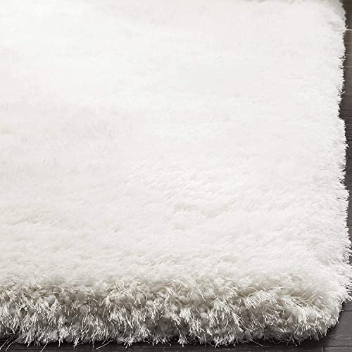 Image of Hand Woven Plain Shagg Collection with 2 Inch Pile Height Carpet for Living Room Size 2x8 Feet Coular White