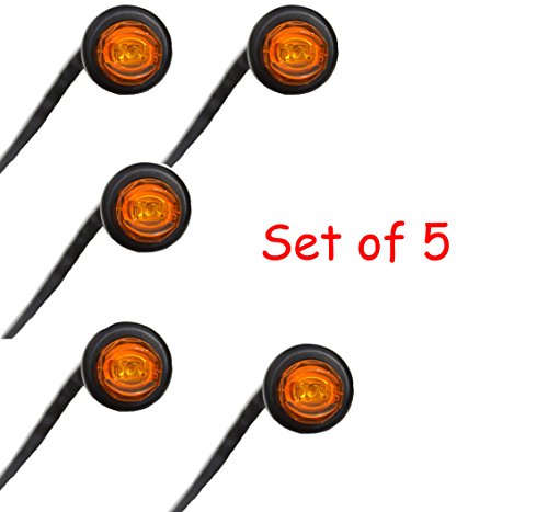 Set Of 5 3/4" Bullet Amber Mini Round Led Light Clearance Side Marker Truck Trailer #TOP8