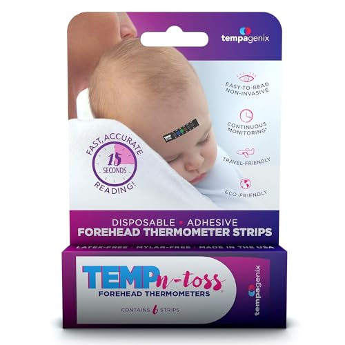Image of Fast Reading Disposable Forehead Thermometer Strips - Temp-N-Toss for Accurate & Hygienic Baby Temperature Measurement - Easy to Use and Reliable Single-Use Fever Indicator (12)